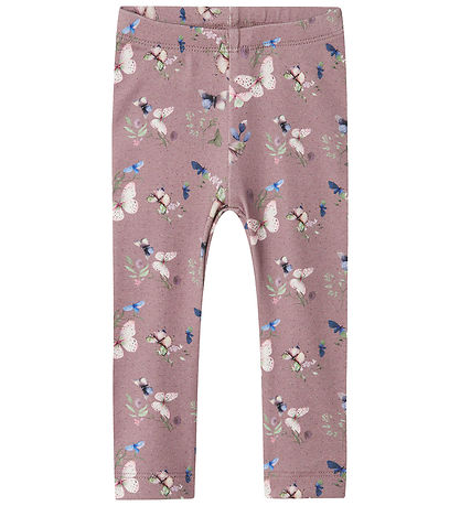Name It Leggings - NbfBela - Elderberry w. Butterflies