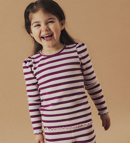 Name It Blouse - Rib - NmfBalisa - Boysenberry w. Stripes/Glitte