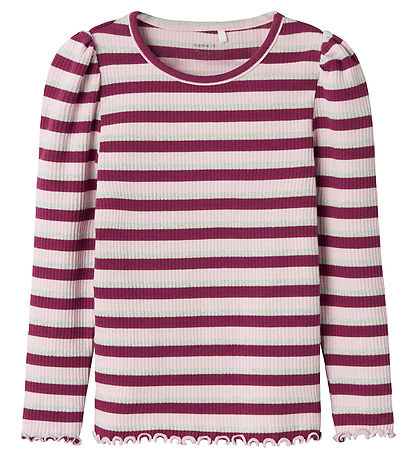 Name It Blouse - Rib - NmfBalisa - Boysenberry w. Stripes/Glitte