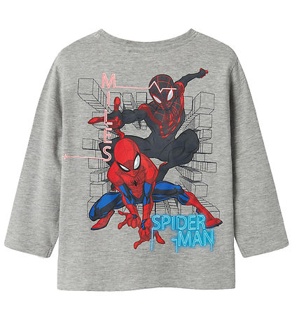 Name It Bluse - NmmJacinto Spider-Man - Grey Melange m. Print