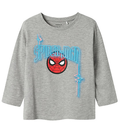 Name It Bluse - NmmJacinto Spider-Man - Grey Melange m. Print