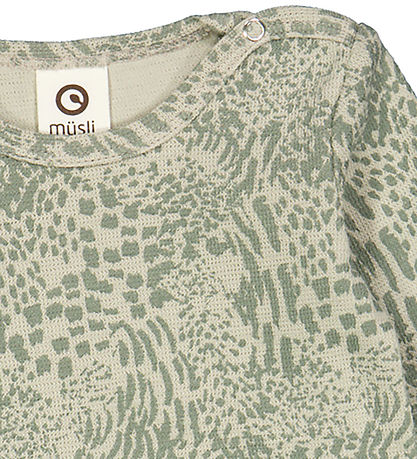 Müsli Samfella L/æ - Leopard - Soft Green/Ljóð Green