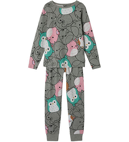 Name It Pyjama Set - NkfObia - Grey Melange w. Print