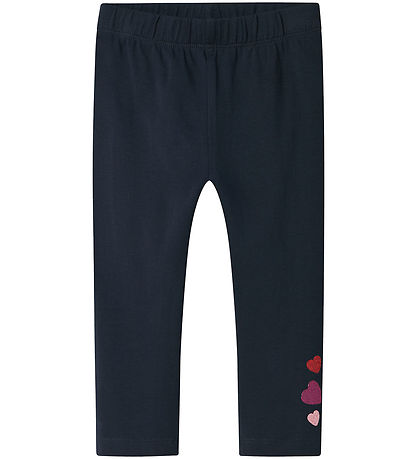 Name It Leggings - NmfBiline - Dark Sapphire w. Glitter Hearts