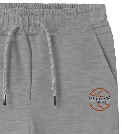 Name It Sweatpants - NmmBertillo - Light Grey Melange w. Print