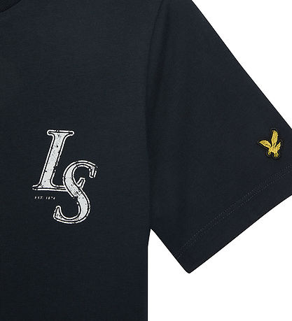 Lyle & Scott Stuttermabolur - Dark Dökkblátt