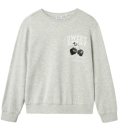 Name It Sweatshirt - NkfBukak - Light Grey Melange w. Print