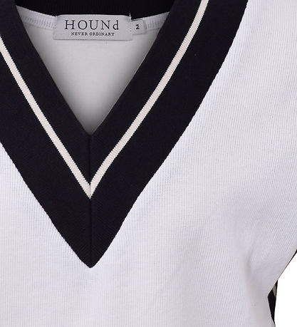 Hound Waistcoat - Knitted - White w. Navy