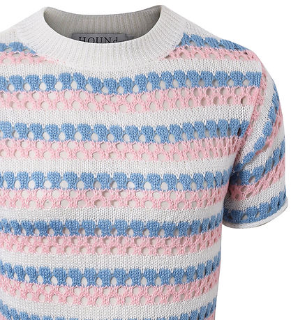 Robe Hound - Tricoté - Rose/Blanc/Bleu à Rayures av. Pointelle