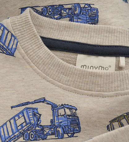 Minymo Sweatshirt - Beigemelerad m. Tryck
