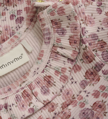 Minymo Samfella L/æ - Rib - Peach Písk M. Blóm