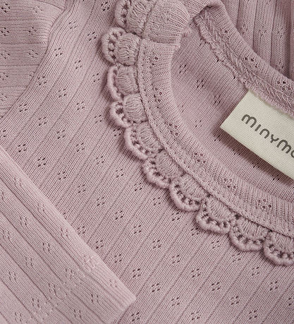 Minymo Samfella L/æ - Rib - Pointell - Burnished Lilac M. Mynstu