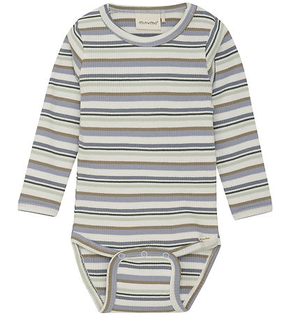 Minymo Bodysuit - L/æ - Rib - Blue Fog