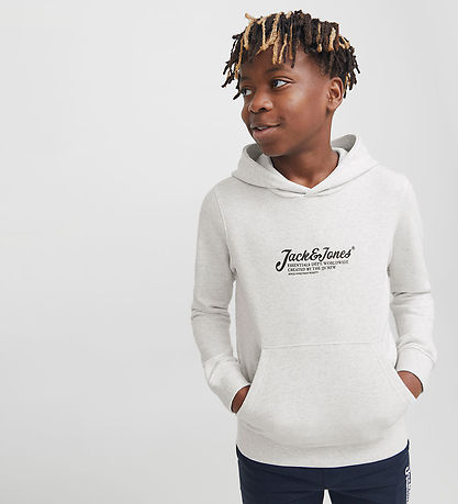 Jack & Jones Hoodie - JjBeau - White Melange