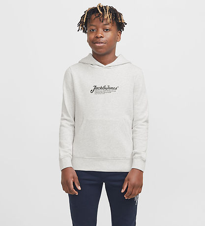 Jack & Jones Hoodie - JjBeau - White Melange