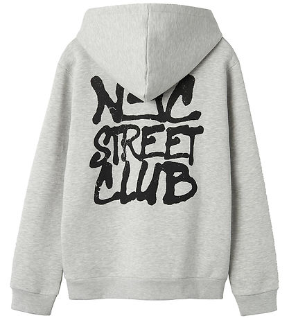 LMTD Kapuzenpullover - NlmByc - Light Grey Melange m. Print