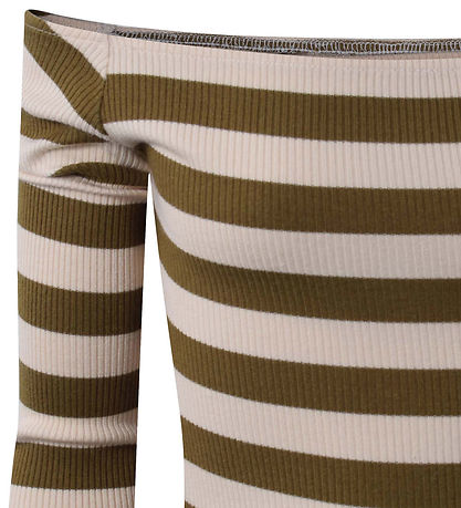 Hound Bluse - Schulterfrei - Armygrün/Beige gestreift