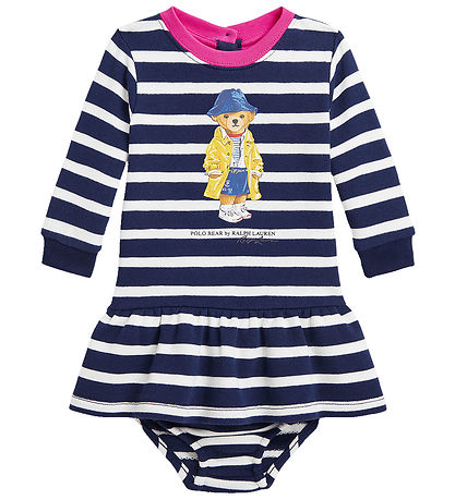 Polo Ralph Lauren Sweatkleid m. Bloomers - Navy/Weiß gestreift m