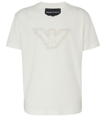 Emporio Armani Stuttermabolur - Off White M. Lógó