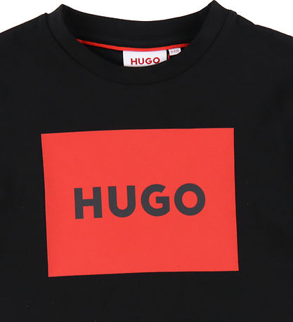 HUGO Stuttermabolur - Svart/Rautt