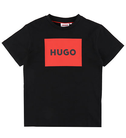 HUGO Stuttermabolur - Svart/Rautt