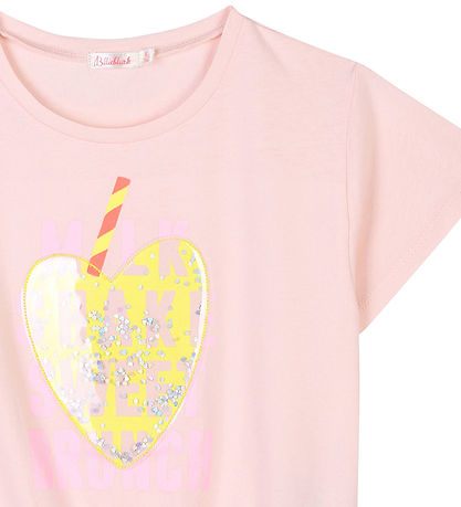 Billieblush Stuttermabolur - Bleikt Pale M. Prentað
