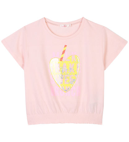 Billieblush Stuttermabolur - Bleikt Pale M. Prentað