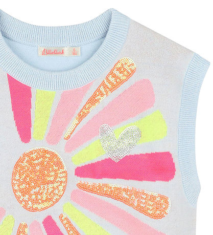 Billieblush Topp - Stickad - Ice Vatten/Multi m. Paljetter