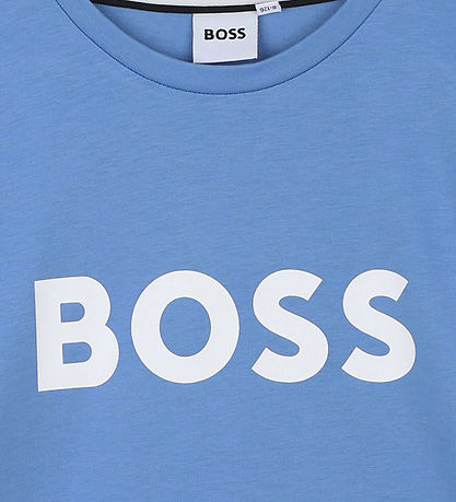 BOSS Stuttermabolur - Dökkblátt M. Hvítur