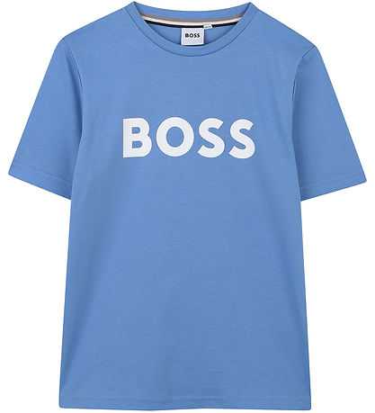 BOSS Stuttermabolur - Dökkblátt M. Hvítur