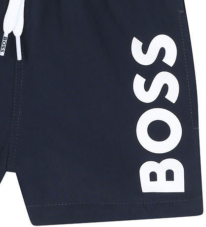 BOSS Sund stuttbuxur - Dökkblátt M. Hvítur