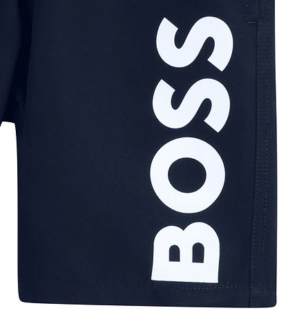 BOSS Badshorts - Marinblå m. Vit
