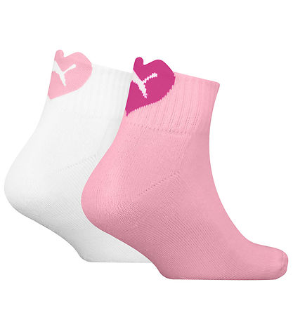 Puma Socken - Kids Quarter - 2er-Pack - Weiß/Rosa m. Herz-Logo