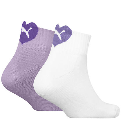Puma Sneaker-Socken - 2er-Pack - Kids Viertel - Lila/Weiß m. Her
