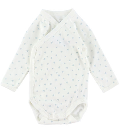 Petit Bateau Wikkel Rompers l/s - 3-pack - Wit/Blauw