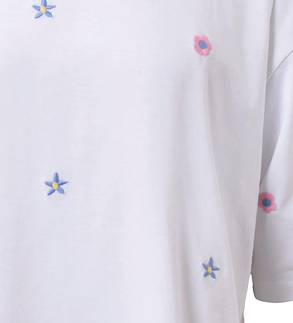 Hound Stuttermabolur - Oversized - Hvítt M. Blóm