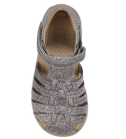 Pom Pom Sandals - Starters Velcro Braid - Multi Glitter