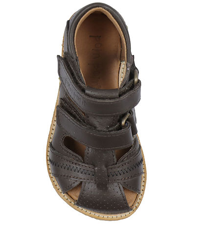 Pom Pom Sandalen - Classic+ Rub Sole Closed Two Klettband - Brow