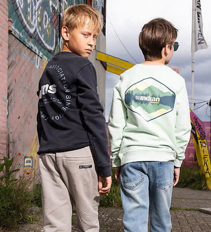 Indiskt Blue Jeans Sweatshirt - Fade Mint m. Tryck