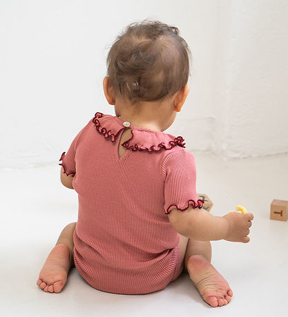 Minimalisma Romper k/æ - Rib - Zijde/Katoen - Antiek rood