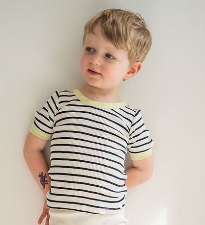 Minimalisma Bluse - Rib - Seide/Baumwolle - Beine - Sailor/Limet