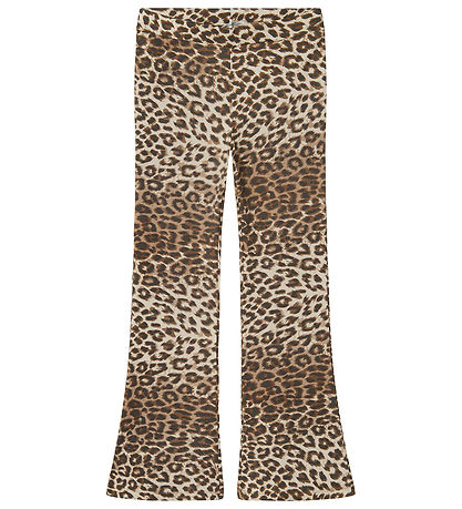 Name It Trousers - NmfNuni - Turtledove w. Leopard Print