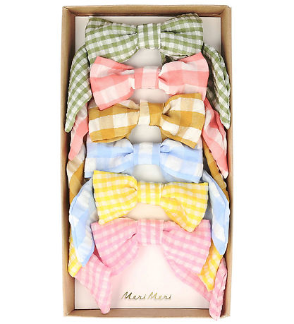 Meri Meri Haarspange - 6er-Pack - Ginham - Schleifen - 9 cm - Kl