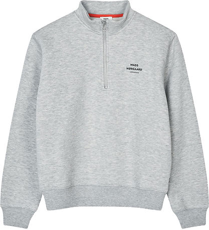 Mads Nørgaard Sweatshirt - Crewie met halve rits - Grijs Gevlekt