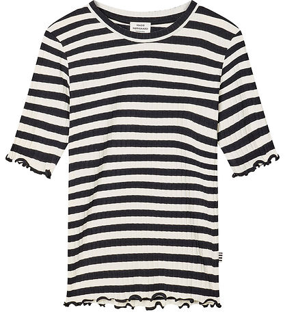 Mads Nørgaard Stuttermabolur - Rib - Tuviana - Black/Vanilla Ice