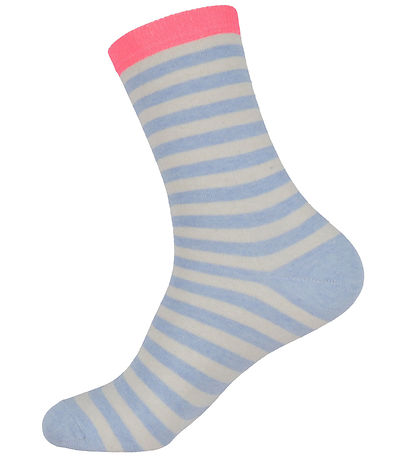 Mads Nørgaard Socken - 2er-Pack - Stripe Mix - Black/Light Blue