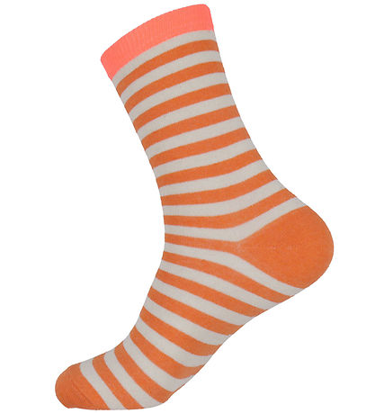 Mads Nørgaard Socken - 2er-Pack - Stripe Mix - Black/Mandarine
