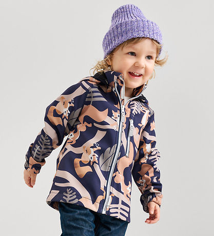 Reima Softshell Jacket w. Fleece Lining - Vantti - Navy w. Print