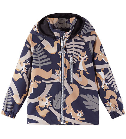 Reima Softshell Jacket w. Fleece Lining - Vantti - Navy w. Print
