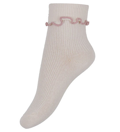 Konges Sløjd Socken - 2er-Pack - Rib Frill - Rose/Off White
